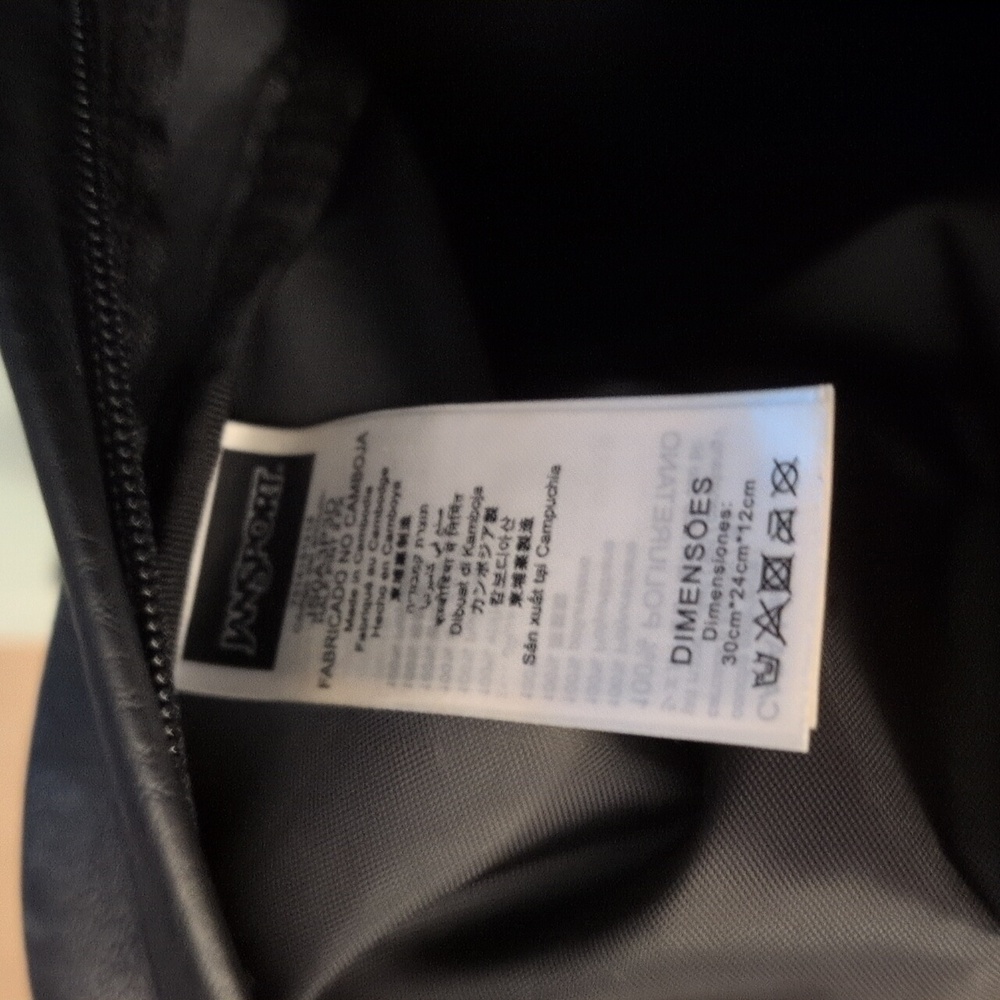 JanSport Black Leather Backpack With Rose Gold Zippers - Picture 8 of 16